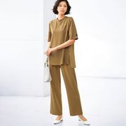 2024年夏季日本女士清爽舒适后褶防紫外线速干衣裤套装有大码