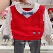 韩国21年春款男宝宝童装红色假两件马甲领结衬衣短裤套装礼服P5