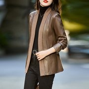 皮衣2023秋季短款流行女士时尚设计感收腰秋装皮夹克外套上衣