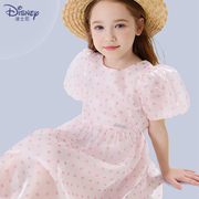 迪士尼女童连衣裙儿童裙子，2024夏装雪纺，裙中大童洋气公主裙