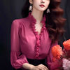韩系早春穿搭独特超好看衬衣，高级感时尚，洋气绝美玫红色衬衫上衣女