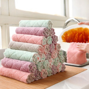 厨房清洁纯色双面强吸水抹布碗巾干湿两用百洁布洗碗巾