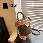 ELV老花圆桶包包女潮手提包时尚百搭小水桶高级感单肩斜挎包