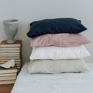 法国进口纯亚麻儿童枕套纯色水洗抑菌舒适成人枕头套单人枕用定制