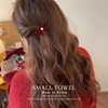 韩国东大门进口新年红色丝绒蝴蝶结，珍珠小发夹侧边夹后脑勺发卡子