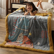 加厚儿童珊瑚绒毛毯子双层牛奶法兰绒午睡毯婴儿宝宝幼儿园小被子