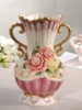 水罐鲜花花插水培植物大号陶瓷欧式落地花瓶浮雕玫瑰双耳大花瓶