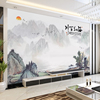 18d中式电视背景墙壁纸山水画，墙纸客厅大气影视，墙布海纳百川壁画