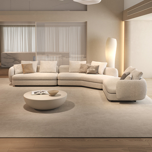 2024年意大利设计圣日尔曼沙发弧形奶油风大户型客厅别墅沙发