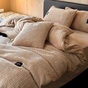 高端加厚兔毛提花牛奶绒，四件套冬季超柔保暖珊瑚床单被套床上用品