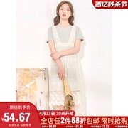 2件68折折扣女装2023夏装J系列纯棉蕾丝网纱假两件连衣裙