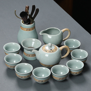 哥窑开片茶具套装办公专用陶瓷整套茶具纯色简约茶器组合中式送礼