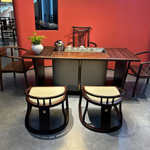 茶桌椅组合中式乌金木茶桌黑桃胡木茶几办公家用一体功夫茶桌家具