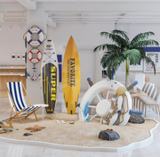 夏季海洋沙滩主题椰子树美陈商场服装橱窗装饰道具4s展厅摆件布置