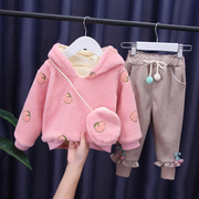 女童0-1-2-3岁宝宝冬装套装婴幼儿童小孩洋气加绒加厚衣服秋冬潮4