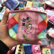 韩式传统民俗手工艺 朝鲜族特色刺绣拼色方格小清新零钱包手包女