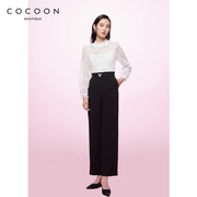 MISSCOCOON商场同款2024春季女蕾丝拼接黑白撞色时尚连体裤
