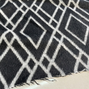黑白色顺毛羊绒羊毛布料菱形几何色织大格子大衣外套服装时装面料