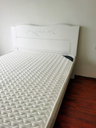 重庆橡胶木双人床海棠色，卧室新中式轻奢实木床，白色结构