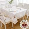 刺绣餐桌布台布棉麻绣花长方形，白色蕾丝茶几布艺盖巾欧式田园客厅