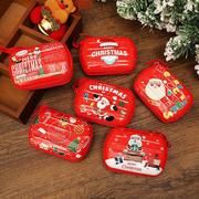 圣诞节铁盒糖果罐 圆形马口儿童 礼物盒饼干罐便携压岁零钱包