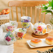 美浓烧红颜花语下午茶茶具，套装日式茶壶茶杯，轻奢陶瓷杯子整套送礼