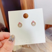 韩国气质微镶水钻锆石甜美可爱小巧迷你精致耳钉，糖果色水晶耳环女
