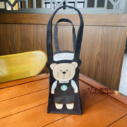 台湾星巴克Bearista小熊随行杯袋便利单杯黑熊围裙图案手拎打包袋