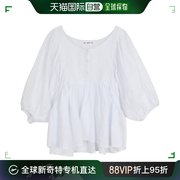 韩国直邮66girls东大门t恤女士，纯色灯笼袖，宽松舒适休闲褶皱设计
