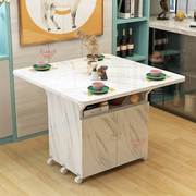 。公寓小餐桌厨房中岛桌，小型伸缩移动餐桌带轮家用储物折叠靠墙