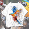 动物鹦鹉绘画鸟创意图案速干短袖，t恤衫男女半袖，体恤夏个性(夏个性)上衣服