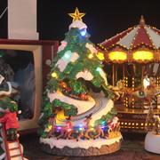 美国2024圣诞树音乐盒八音盒摆件儿童装饰发光圣诞节礼物