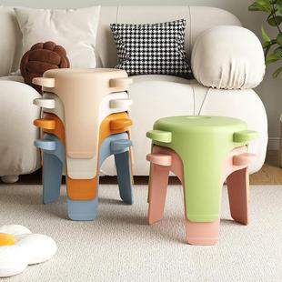 塑料凳子加厚家用换鞋凳，创意儿童矮凳，客厅茶几小圆凳防滑卡通坐凳