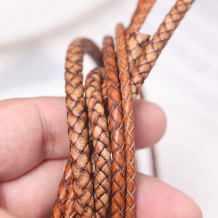 diy手工皮绳仿古咖编织圆形牛皮绳子3.0 4.0 5.0 6.0mm一米价