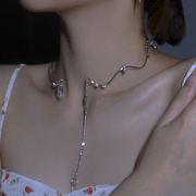 欧美设计师款水晶流苏开口项圈项链，女个性时髦可当后戴式发箍颈链