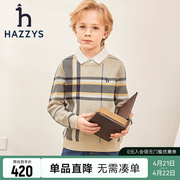 hazzys哈吉斯童装男童线衣2023春中大童衬衫领套头针织衫
