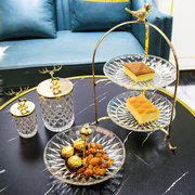 北欧式美式茶几摆件，糖果盘蛋糕托盘水晶果盘，创意水果盘客厅家用