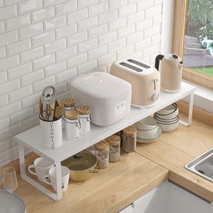 台面厨房分层置物架白色，桌面储物架收纳橱，柜内隔板调味料盘子锅