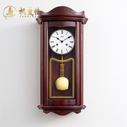 欧式实木机械钟表挂钟客厅家用时尚复古报时机械钟德国机芯时钟