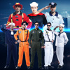 万圣节成人服装男海军，大力水手警察，消防员空军飞行宇航员连体衣服