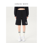 CONCISE-WHITE简白 系带收腰字母中裤