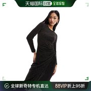香港直邮潮奢 New Look 纽洛克 女士 亮片褶皱中长连衣裙(黑色)