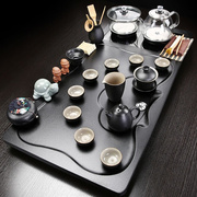 茶具套装家用办公整套四合一茶盘海玻璃紫砂茶壶杯一体全自动电器