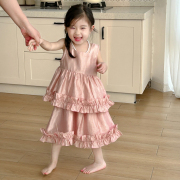 女童2024韩版夏季童装背心半身裙套装女宝宝海边度假沙滩裙潮