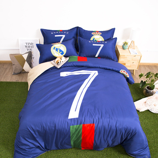 c罗7号足球明星，床上用品四件套1.8男生，寝室被罩床单3件套1.5