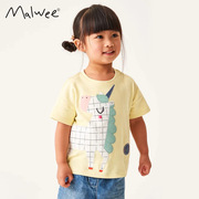 malwee女童T恤衫夏季欧美中小童休闲圆领短袖洋气小女孩上衣