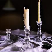 法式北欧式复古水晶，蜡烛台玻璃浪漫烛光，晚餐婚庆拍摄道具ins风格