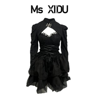 msxidu辣妹性感吊带上衣带，胸垫+暗黑公主，蓬蓬裙芭蕾风生日短裙子