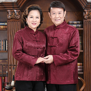 中国风秋冬款中老年情侣装唐装，男套装爷爷奶奶生日过寿星棉服外套