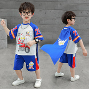 赛罗奥特曼衣服夏季男童披风cosplay儿童表演服装男孩蜘蛛侠套装